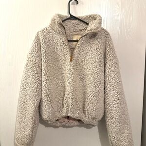 Cream Sherpa Half-Zip Pullover